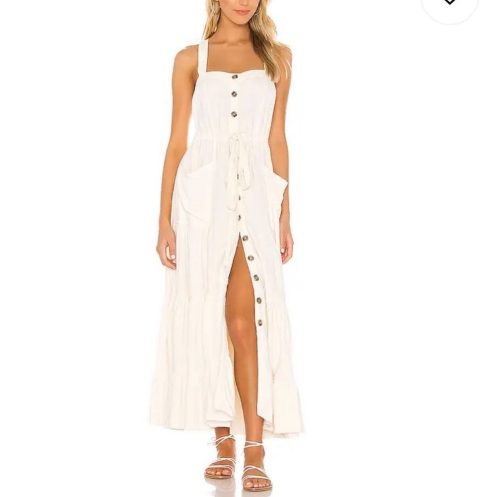 Free People Cream Button-Front Maxi Dress